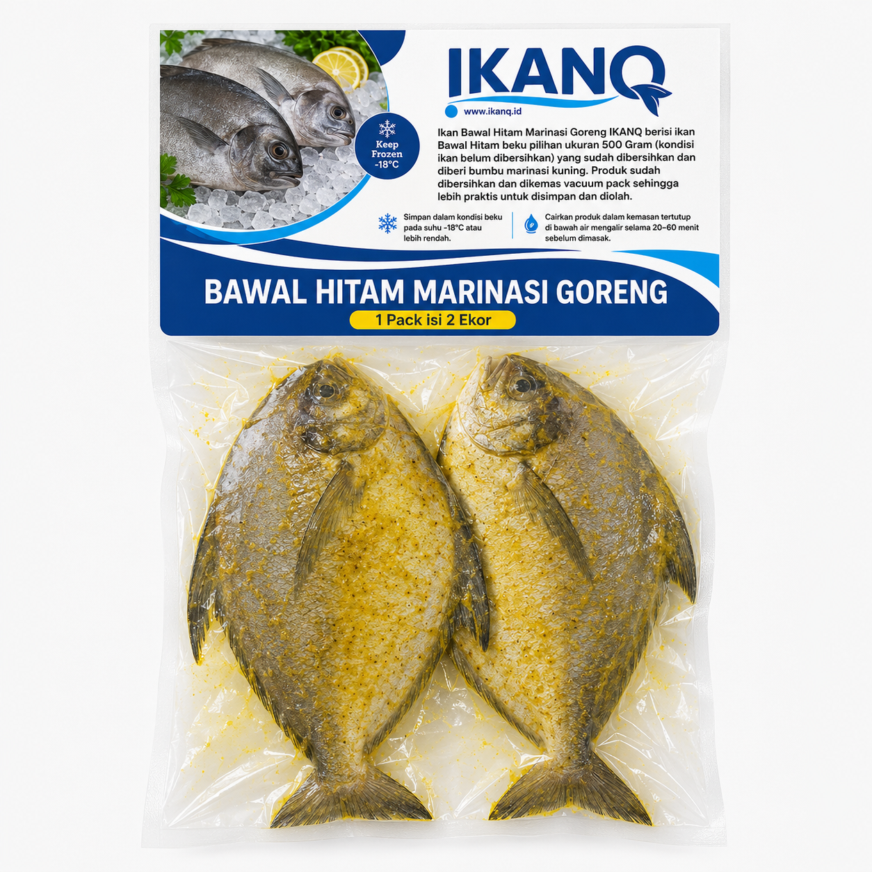 Bawal Hitam Marinasi Goreng 1 Pack isi 2 Ekor